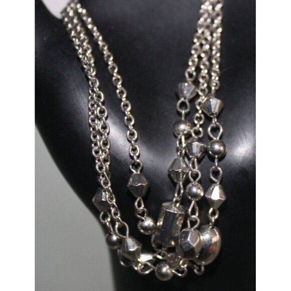 Silver Beaded Triple Strand Bracelet Boho Women's Fashion Jewelry NWOT - Picture 1 of 4